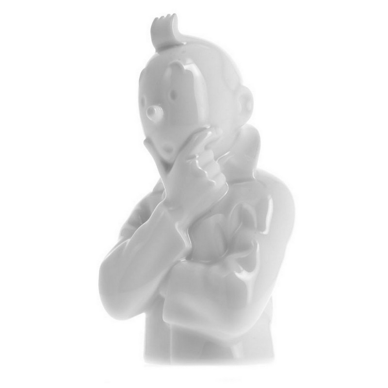 Figurine Moulinsart Tintin - Buste porcelaine Tintin pense 12cm (Brillant)